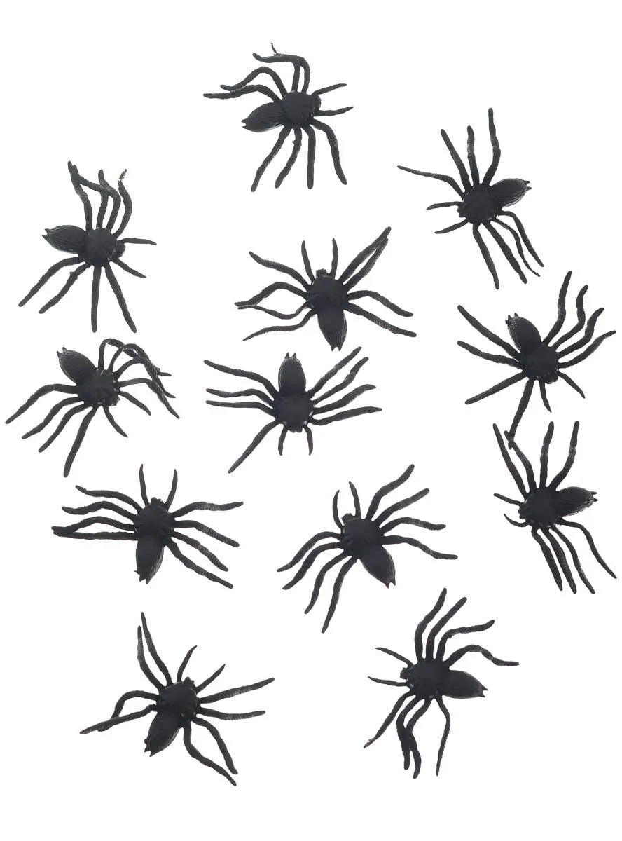 Pack of 12 Mini Black Spiders Halloween Decoration