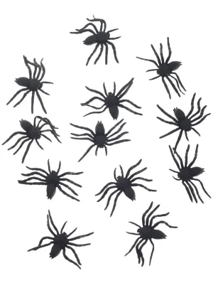 Pack of 12 Mini Black Spiders Halloween Decoration