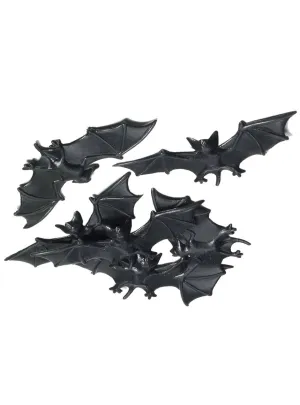 Pack of 12 Small Black Bats Halloween Decorations