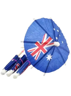 Pack of 24 Aussie Flag Umbrella Toothpicks