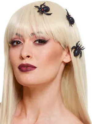 Pack of 3 Clip In Halloween Spider Hair Clips