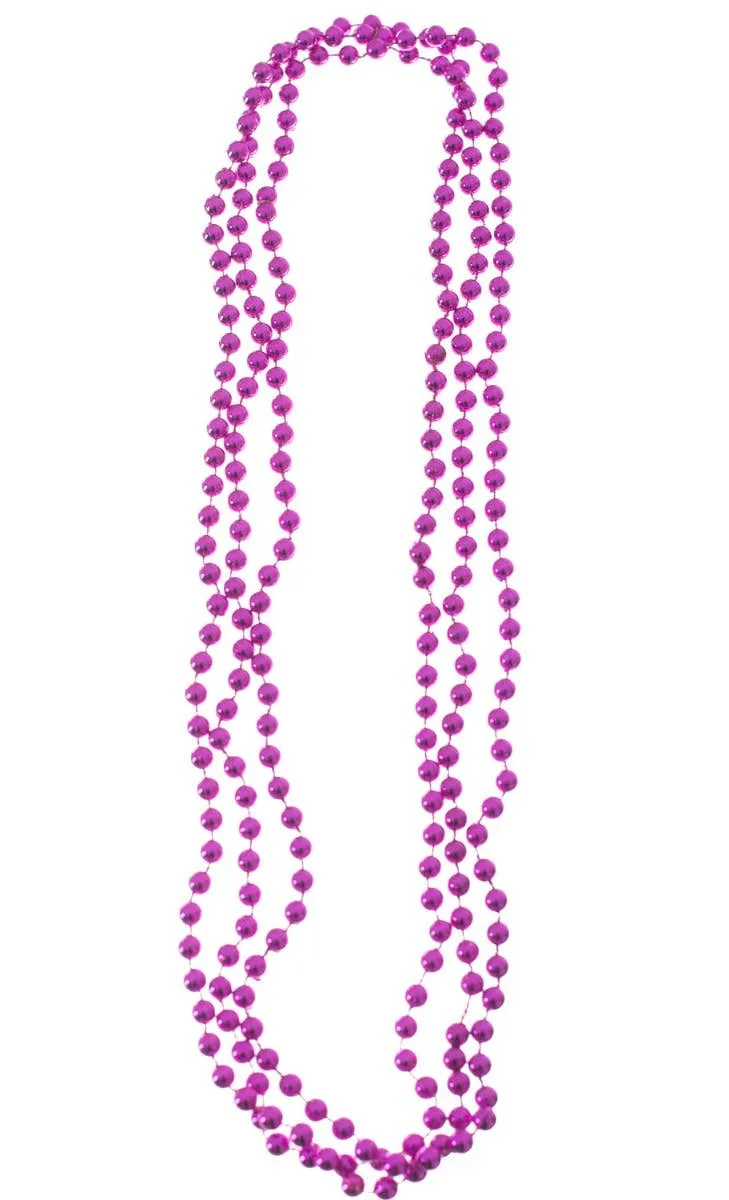 Pack of 3 Metallic Magenta Novelty Beaded Necklaces