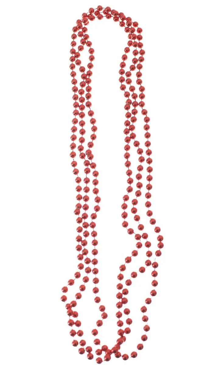 Pack of 3 Metallic Red Novelty Beaded Necklaces