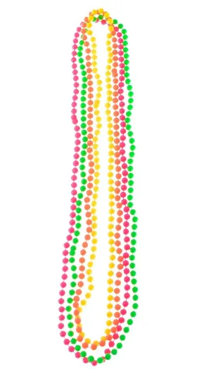 Pack of 4 Neon Beaded 80s Necklaces