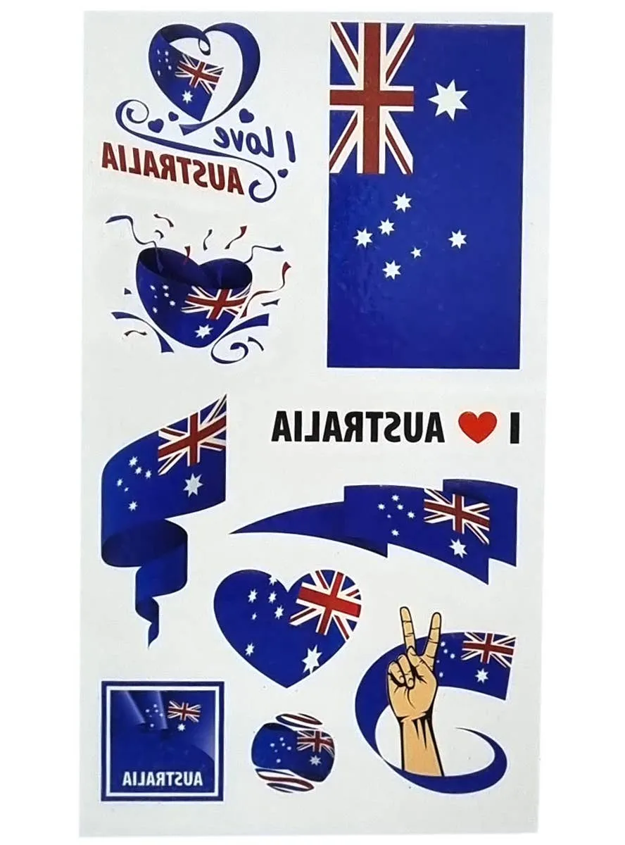 Pack of 4 Temporary Aussie Theme Tattoos
