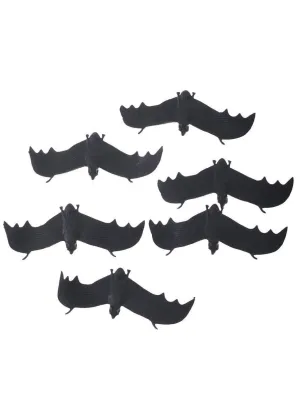 Pack of 6 Mini Black Bats Halloween Decoration
