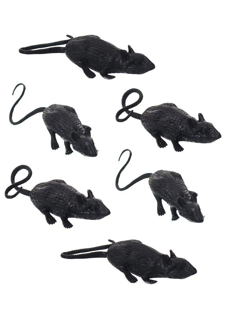 Pack of 6 Mini Black Mice Halloween Decoration