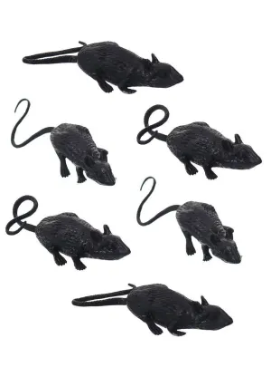 Pack of 6 Mini Black Mice Halloween Decoration