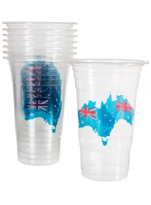 Pack of 8 Australia Day Aussie Flag Plastic Cups