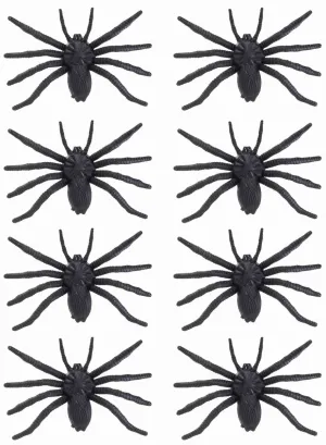 Pack of 8 Black Plastic Halloween Spiders