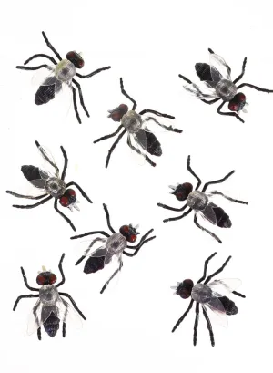 Pack of 8 Plastic Blow Flies Halloween Decoration