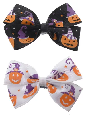 Pack of Two Pumpkin Hair Clips Halloween Accessory