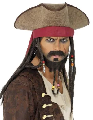 Padded Brown Pirate Hat with Dreadlocks