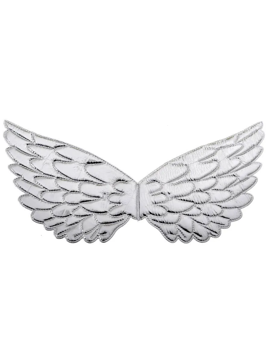 Padded Mini Metallic Silver Angel Costume Wings