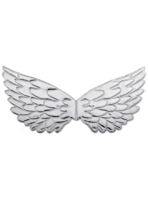 Padded Mini Metallic Silver Angel Costume Wings