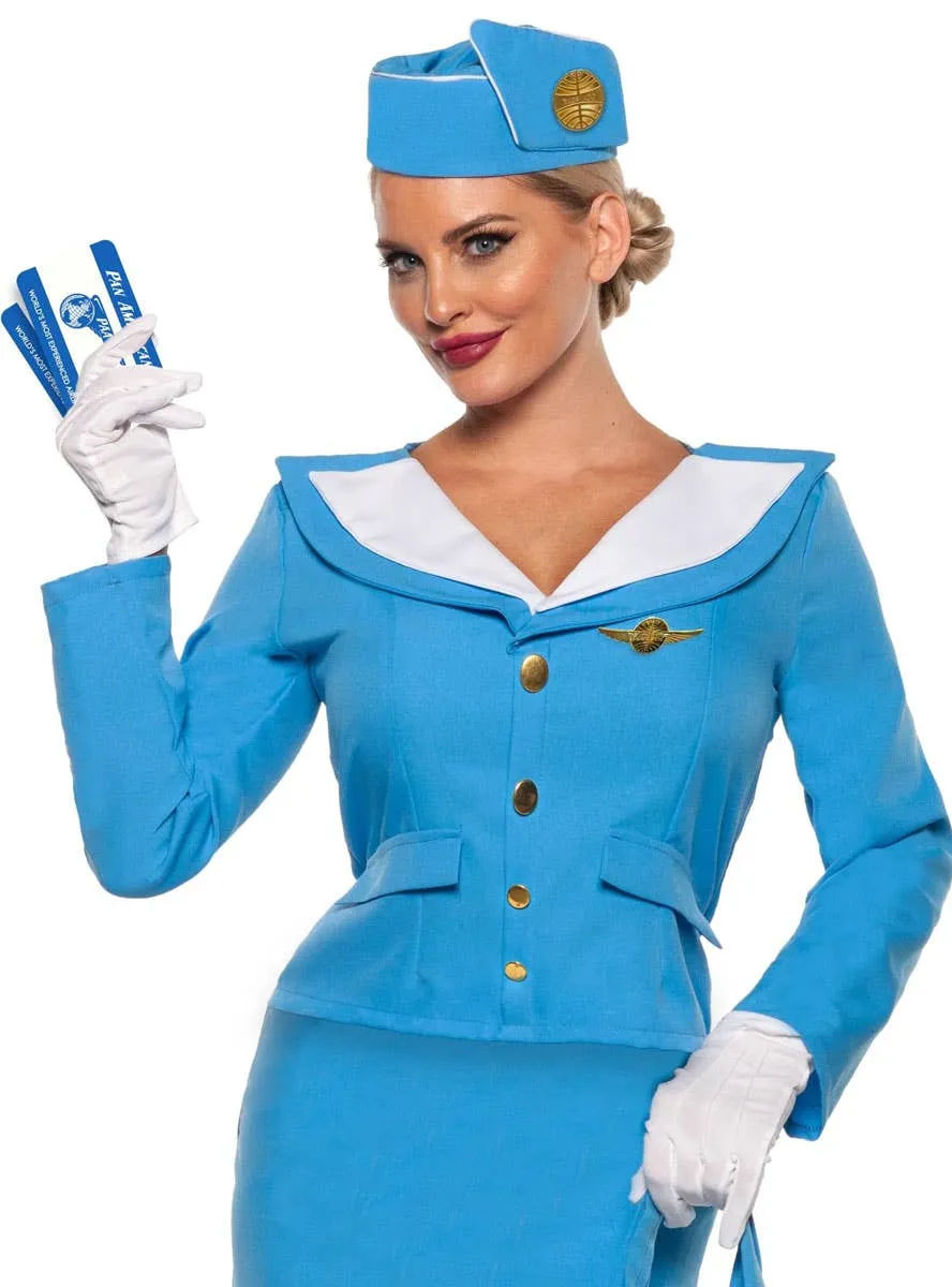 Pan Am Airways Blue Stewardess Womens Costume