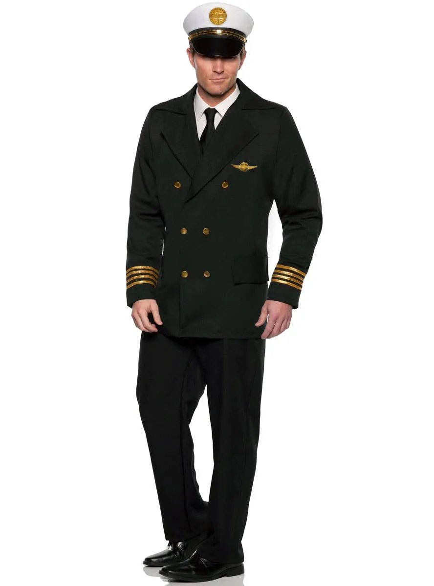 Pan Am Airways Licensed Mens Black Pilot Costume