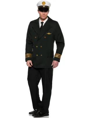 Pan Am Airways Licensed Mens Black Pilot Costume