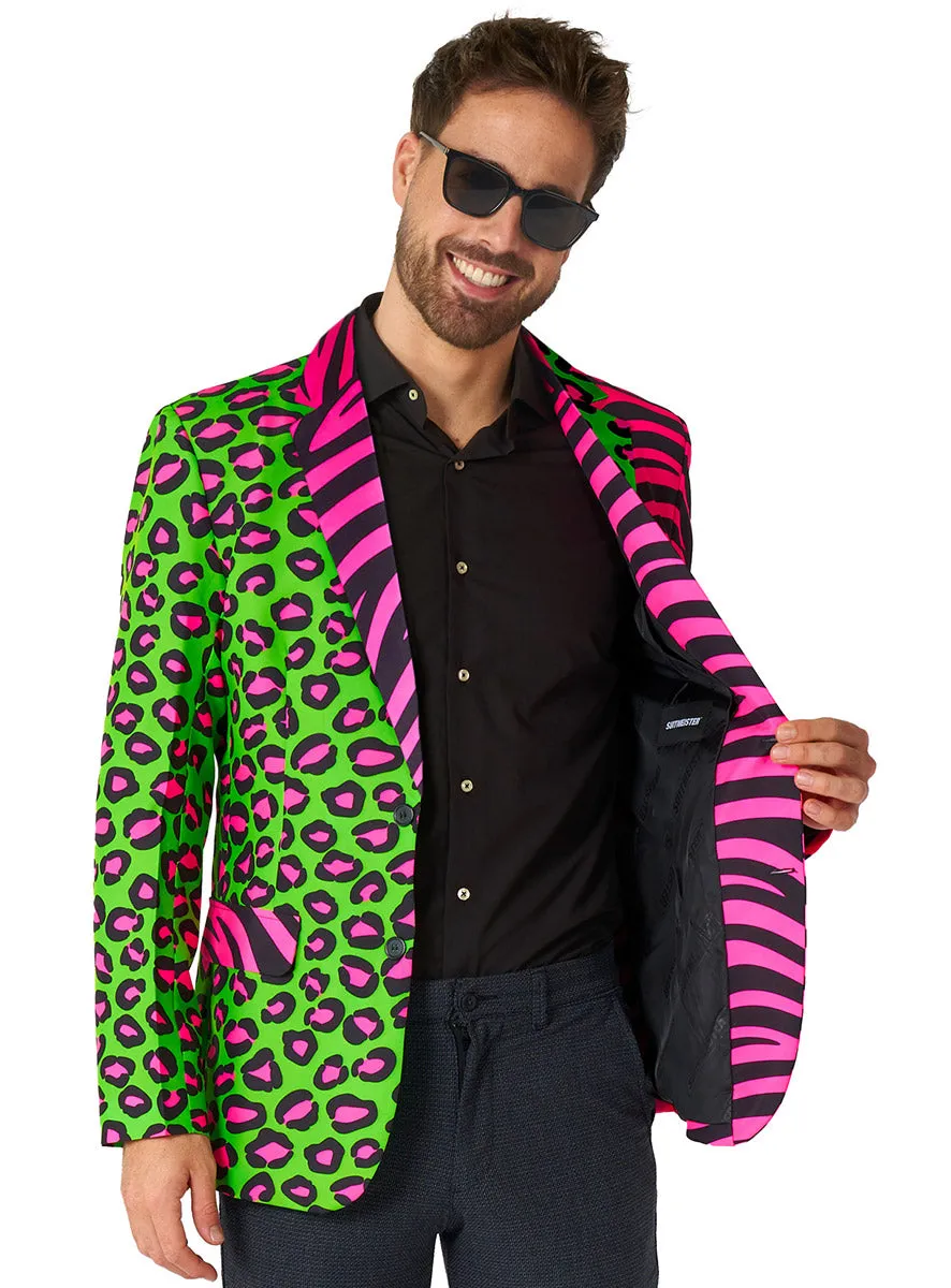 Party Animal Mens 1980s Neon Costume Jacket