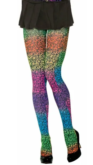 Party Animal Rainbow Leopard Print Stockings