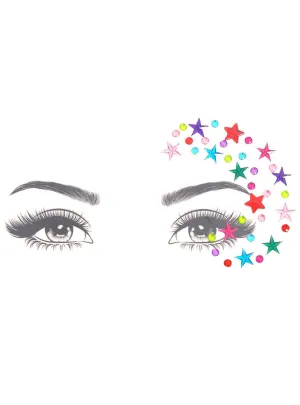 Party Popper Rainbow Stars Stick On Face Jewels