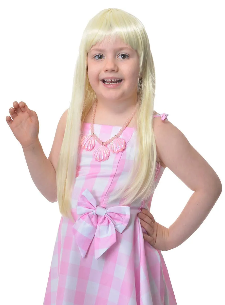 Pastel Pink Gingham Barbie Doll Girls Costume