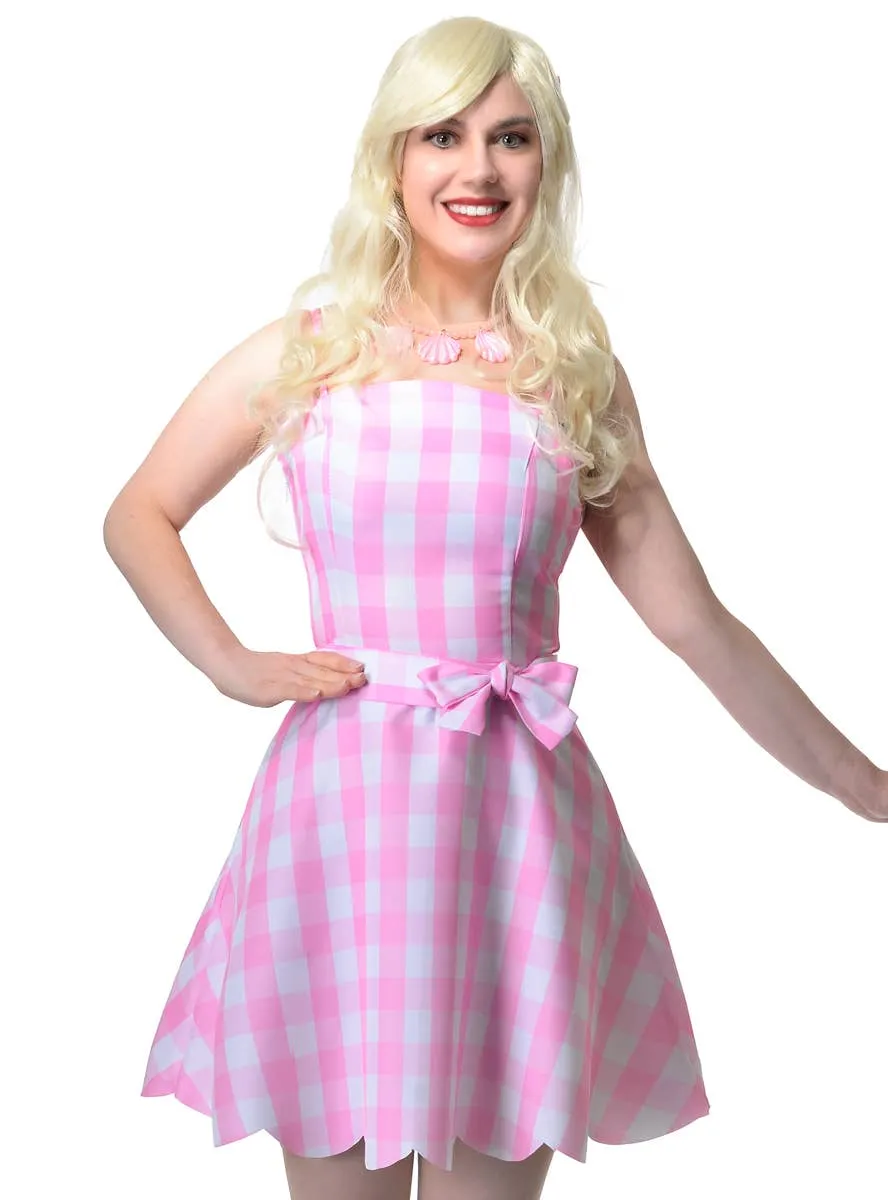 Pastel Pink Womens Gingham Barbie Costume