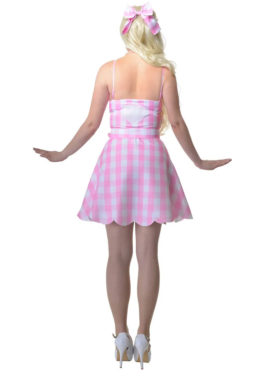 Pastel Pink Womens Gingham Barbie Costume