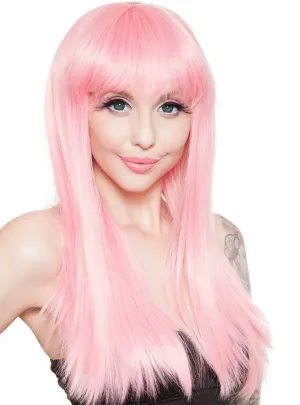 Pastel Pink Womens Straight Fashion Wig with Fringe