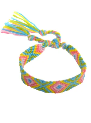 Pastel Rainbow Braided 1970s Hippie Costume Bracelet