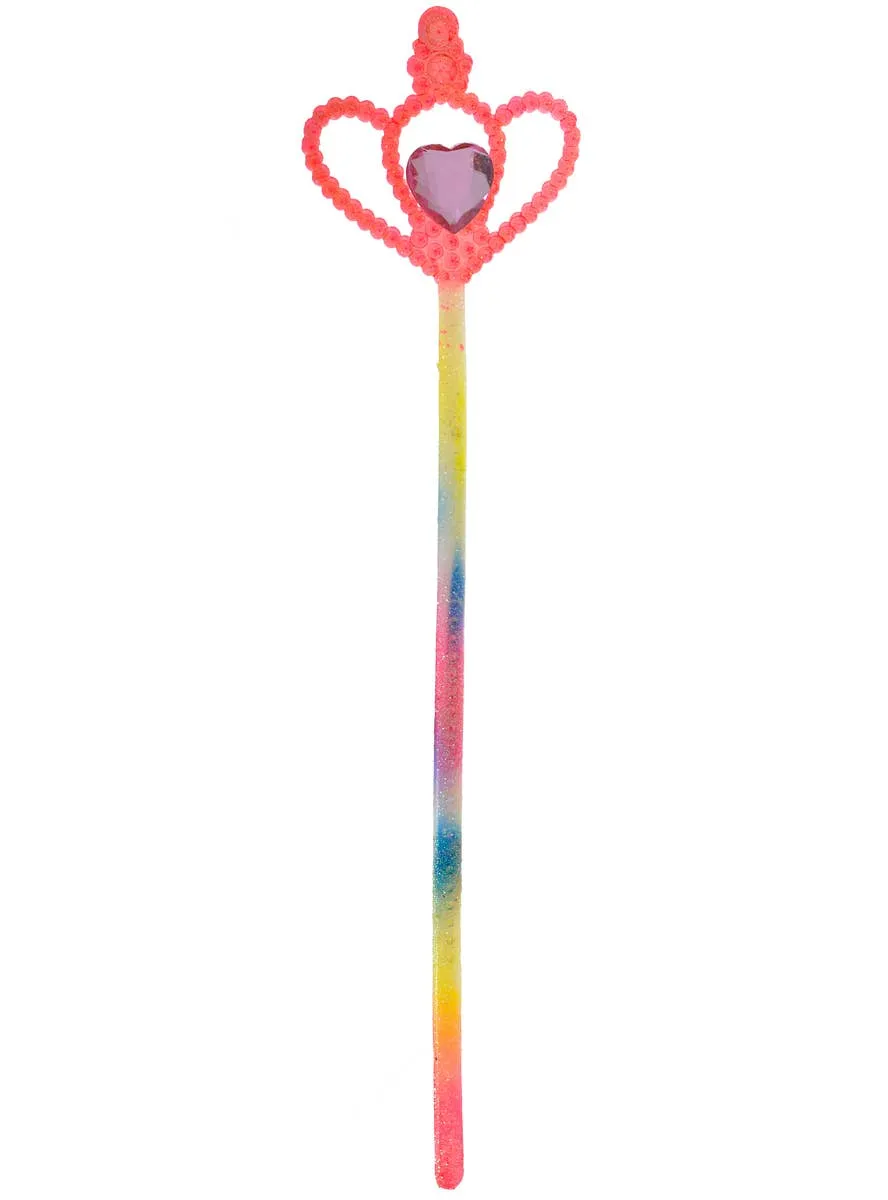 Pastel Rainbow Glitter Costume Wand with Jewel