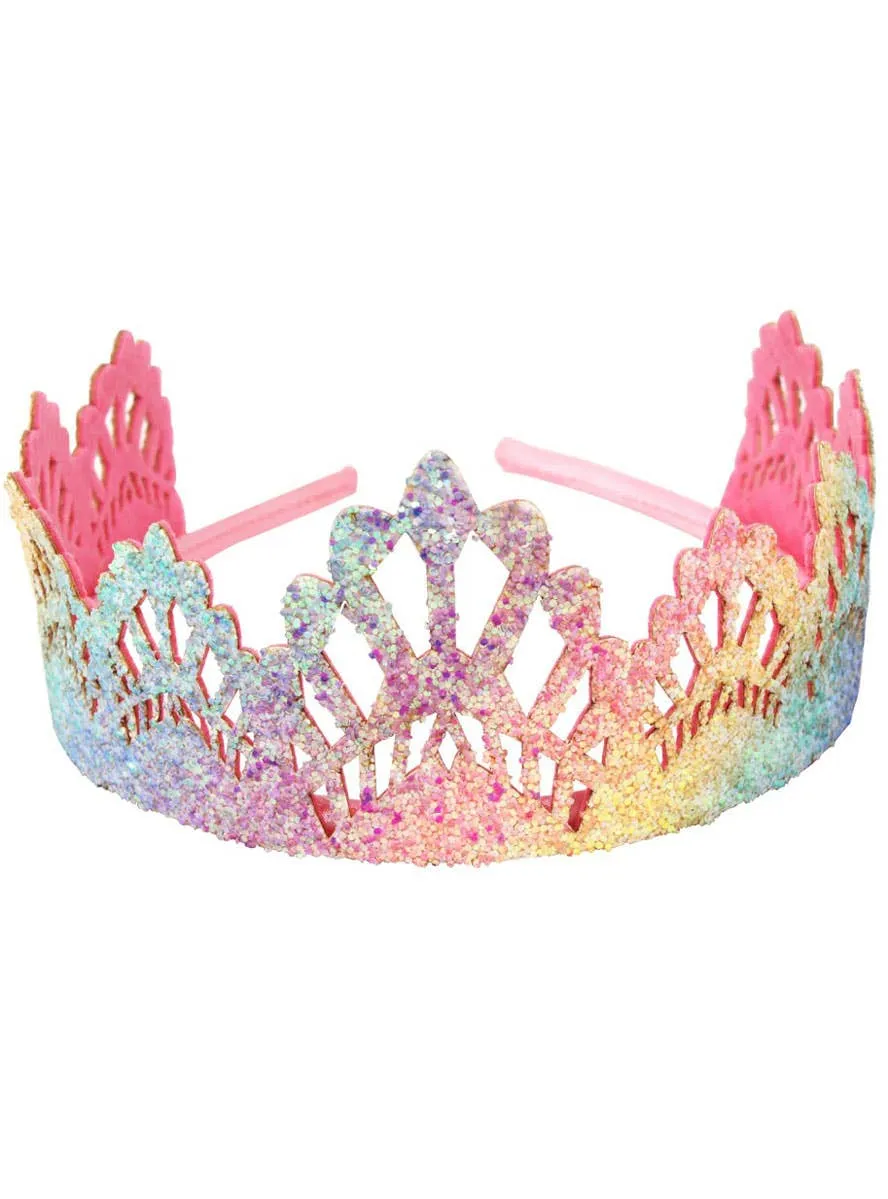 Pastel Rainbow Glitter Girls Princess Costume Tiara