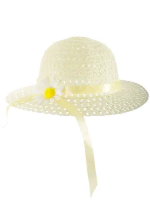 Pastel Yellow Girls Spring Costume Hat with Flower