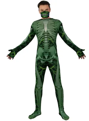 Patient Zero Mens Green Skeleton Halloween Costume