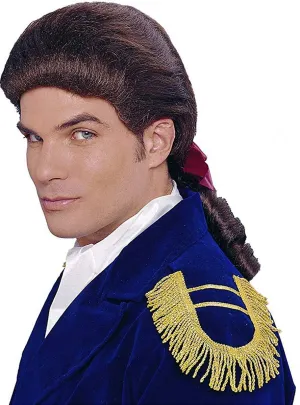Patriot Mens Curly Brown Colonial Costume Wig