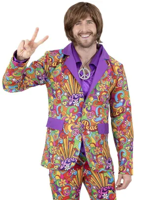 Peace And Love Mens 60s Rainbow Hippie Costume Jacket