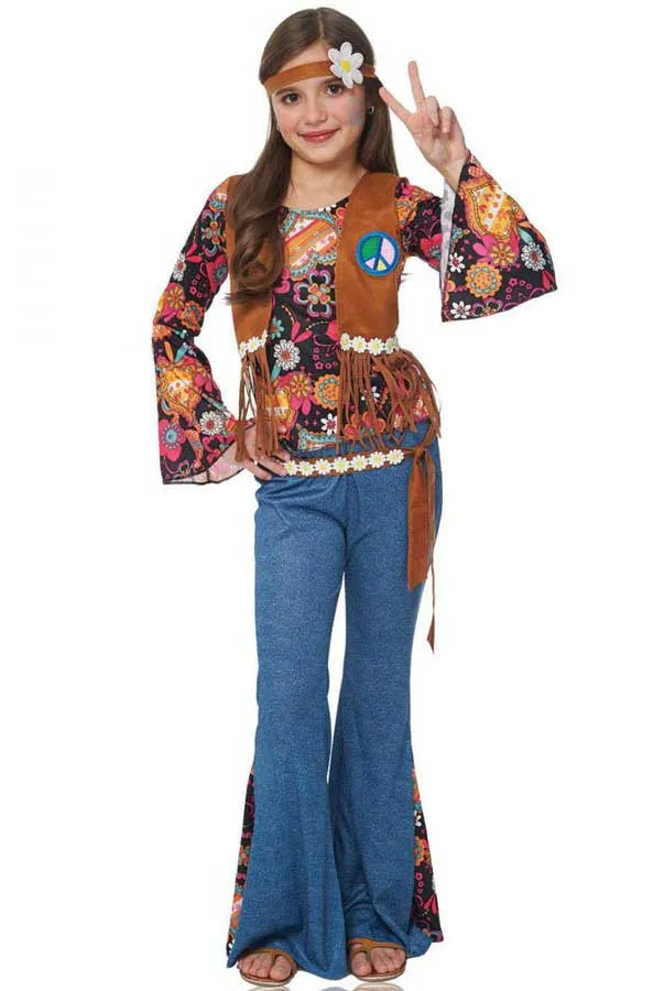 Peace Out 1960s Girls Hippie Costume