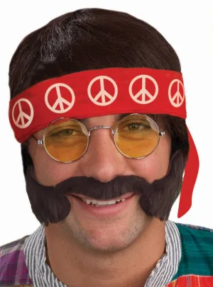 Peace Out 60s Mens Brown Costume Wig and Accessory Kit