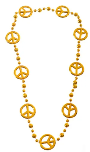 Peace Sign Gold 1970s Costume Necklace