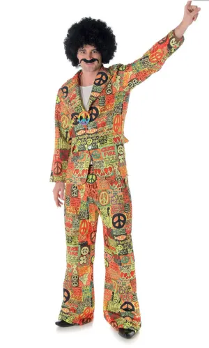 Peace Sign Hippie Suit Mens 70s Costume