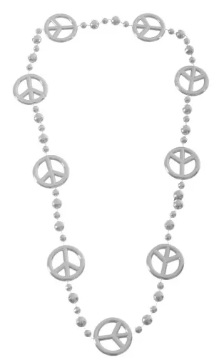 Peace Sign Silver 1970s Necklace Costume Accessory