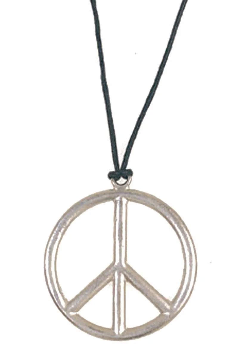 Peace Sign Silver Costume Necklace