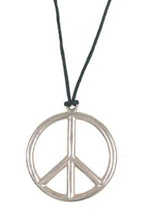 Peace Sign Silver Costume Necklace