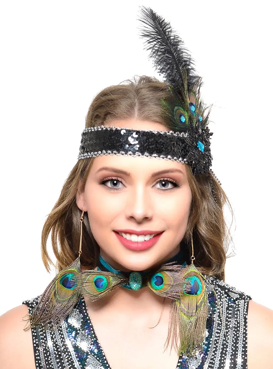 Peacock 1920s Flapper Choker Costume Necklace