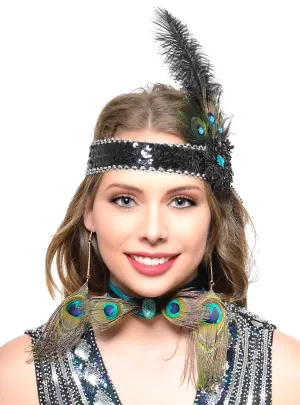 Peacock 1920s Flapper Choker Costume Necklace
