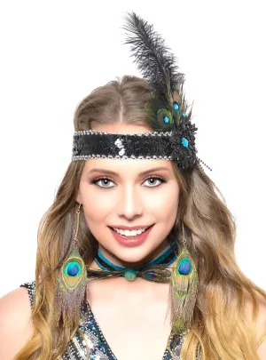 Peacock 1920s Gatsby Flapper Costume Earrings
