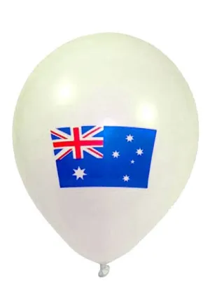 Pearl White Australian Flag Print 10 Pack 30cm Latex Balloons