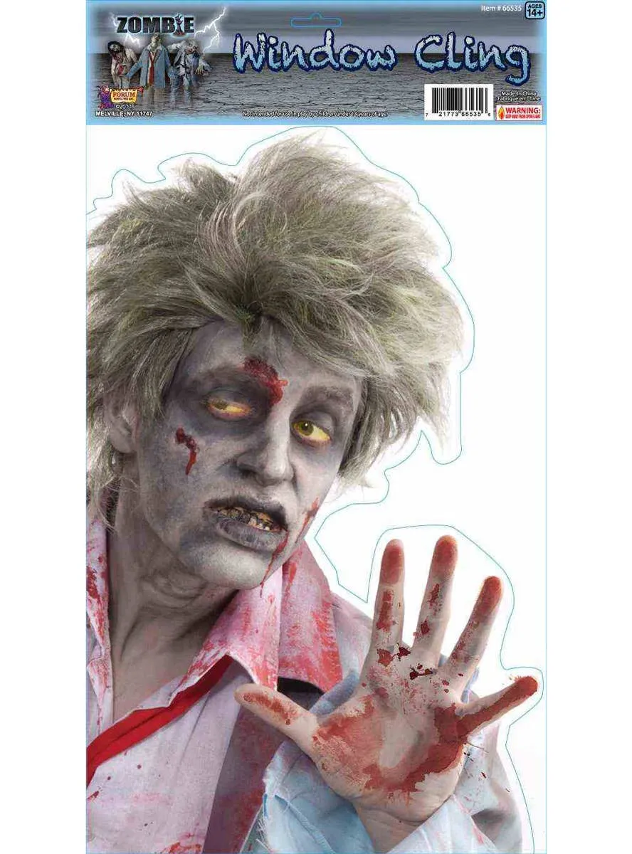 Peeping Zombie Man Window Cling Halloween Decoration