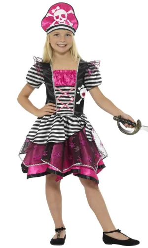 Perfect Pirate Pink and Black Girls Fancy Dress Costume