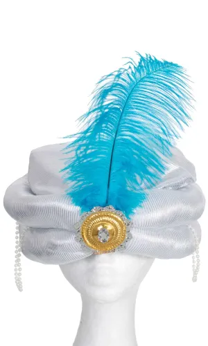 Persian Prince Silver And Blue Adults Genie Costume Turban